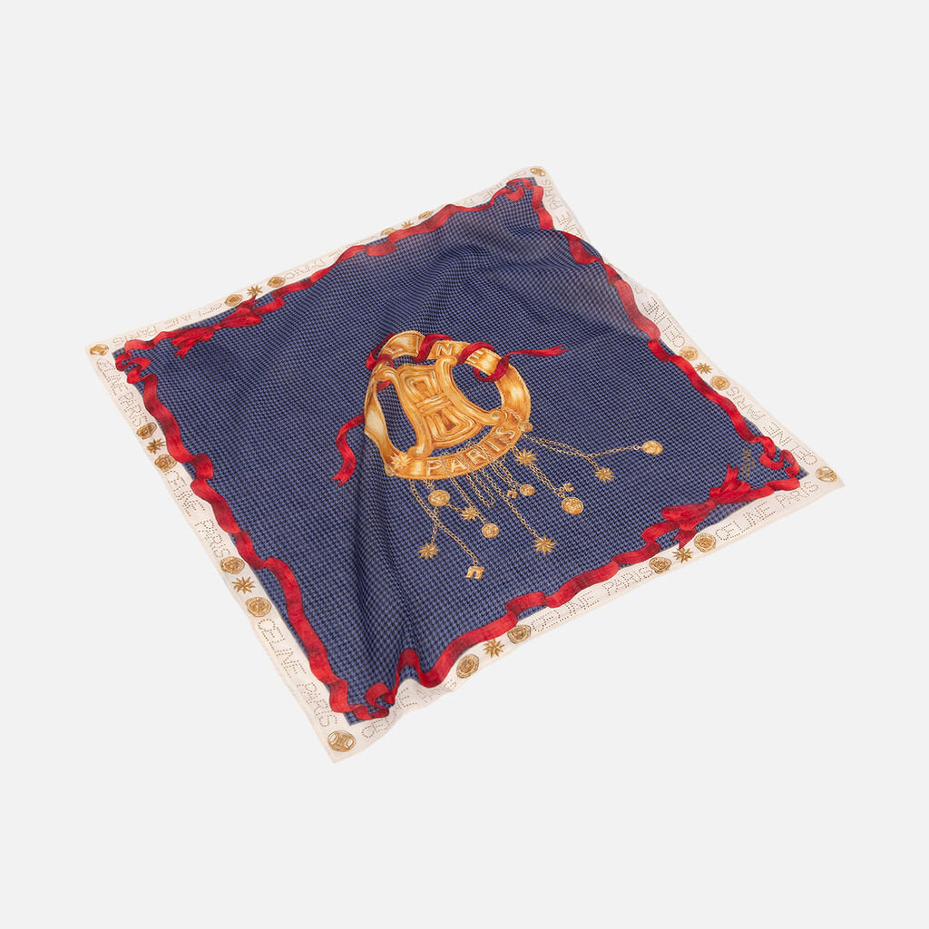 Celine Blue & Red Chain Detail Scarf