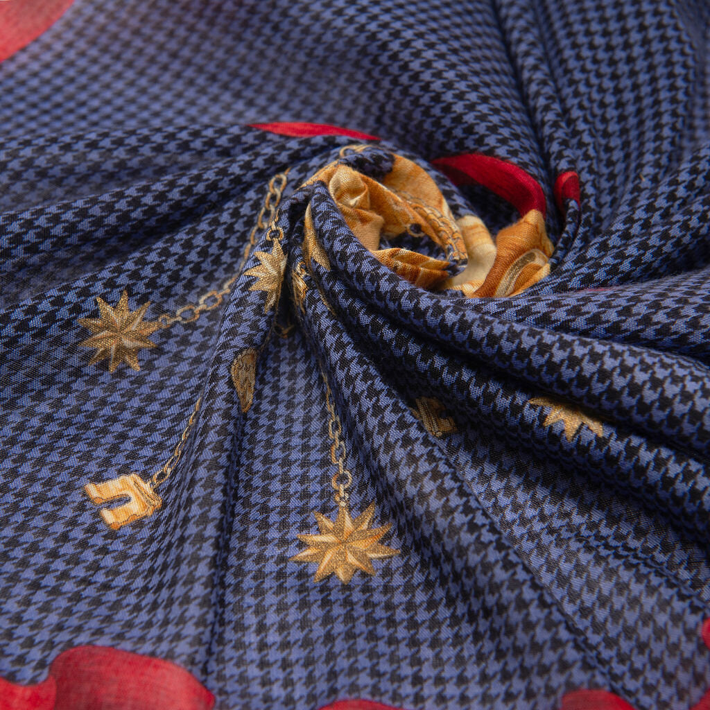 Celine Blue & Red Chain Detail Scarf