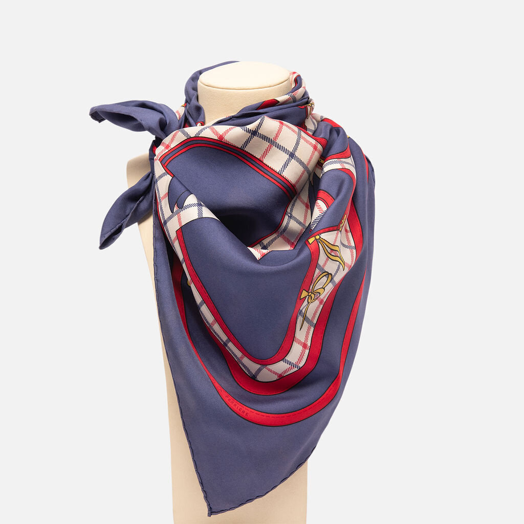 Hermes Red & Blue Printed Scarf