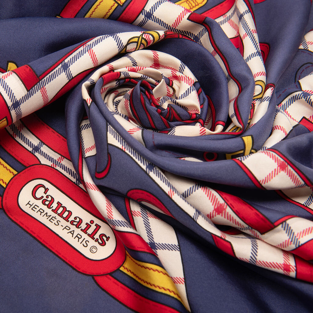 Hermes Red & Blue Printed Scarf