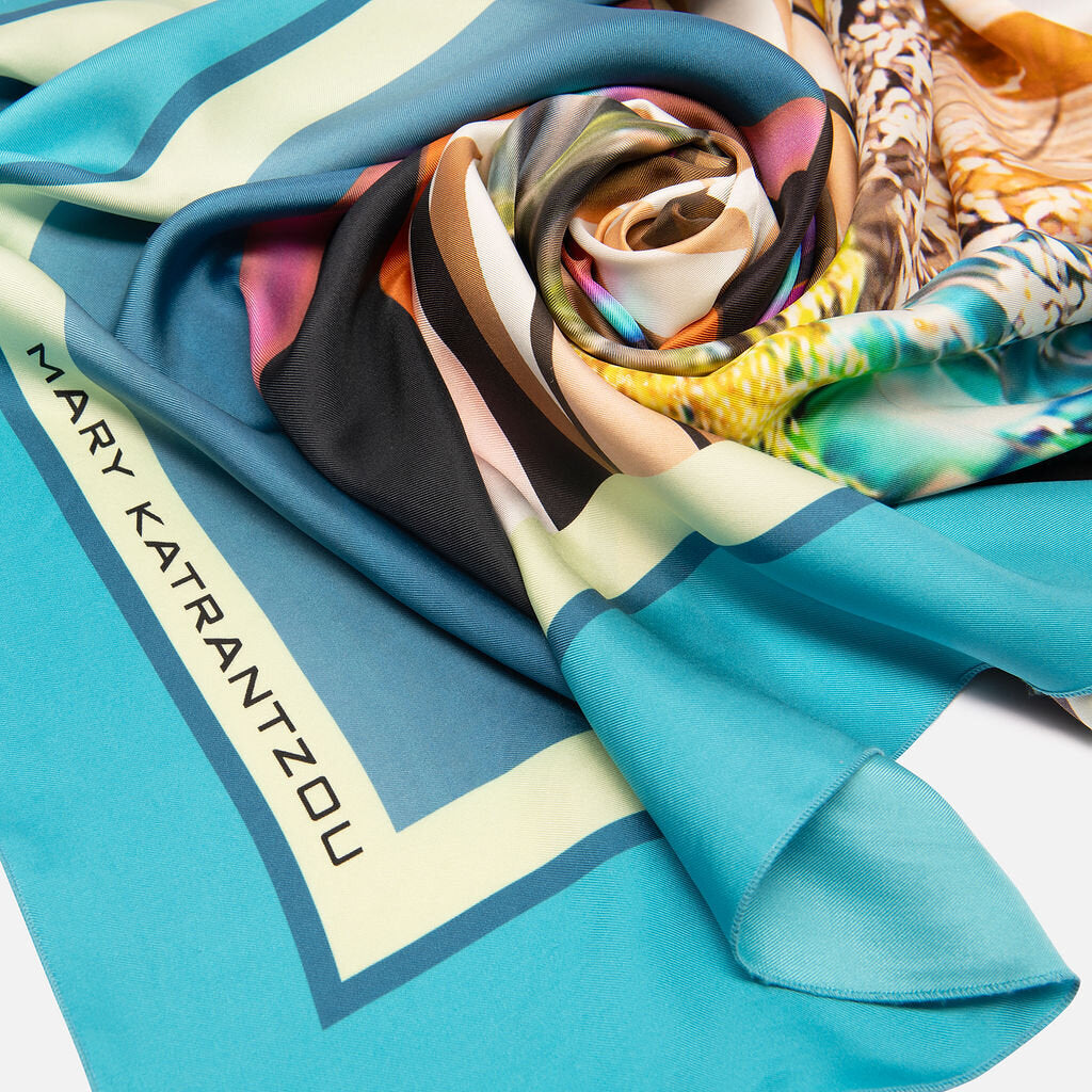 Mary Katrantzou Multicolor Printed Silk Shawl