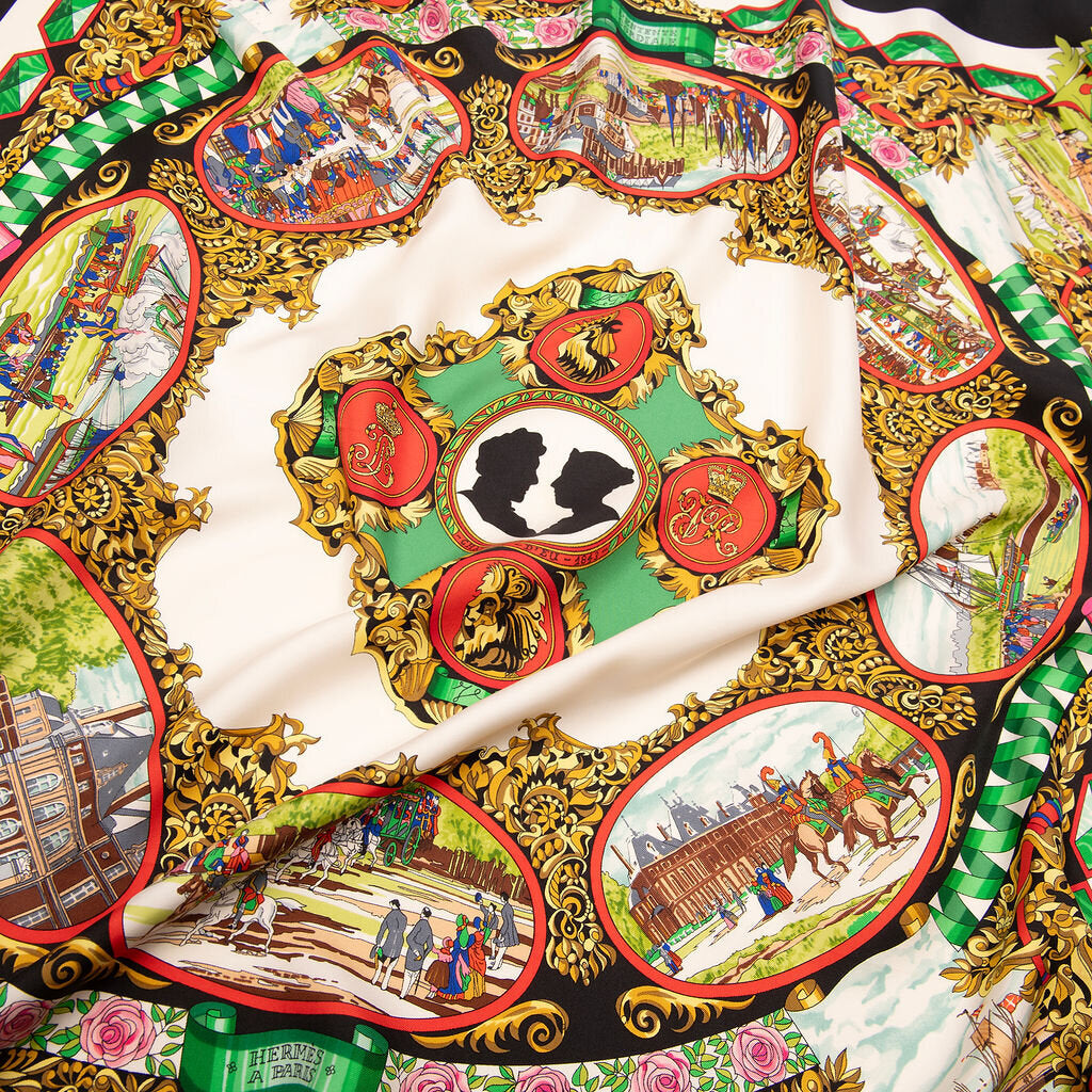 Hermes Multicolor Silk Pattern Scarf