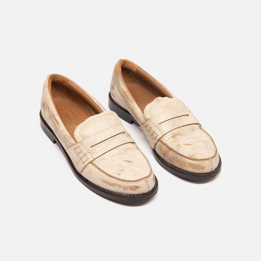 Golden Goose Cream Distressed Loafer