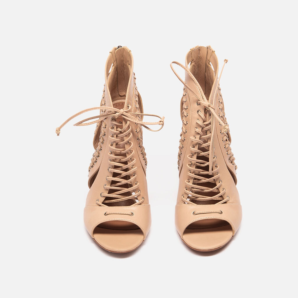 Alaia Nude Leather Gladiator Heel