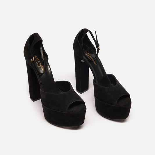 Saint Laurent Black Suede Platform Heels