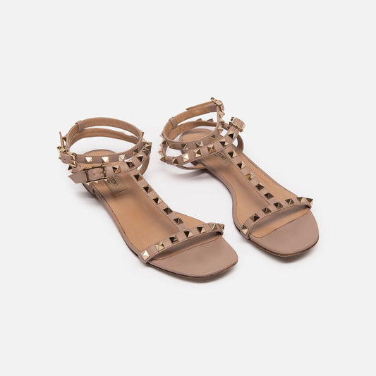 Valentino Beige Rockstud Sandals