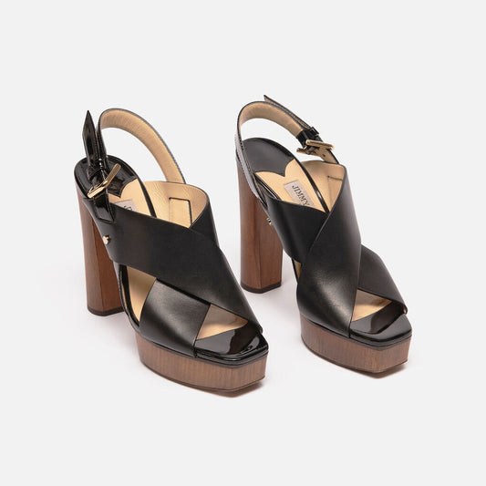 Jimmy Choo Black Leather Platform Heels