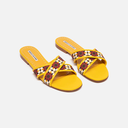 Manolo Blahnik Yellow Floral Sandals