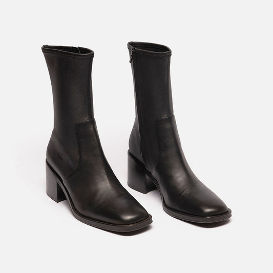 Loeffler Randall Black Leather Mid Calf Boots