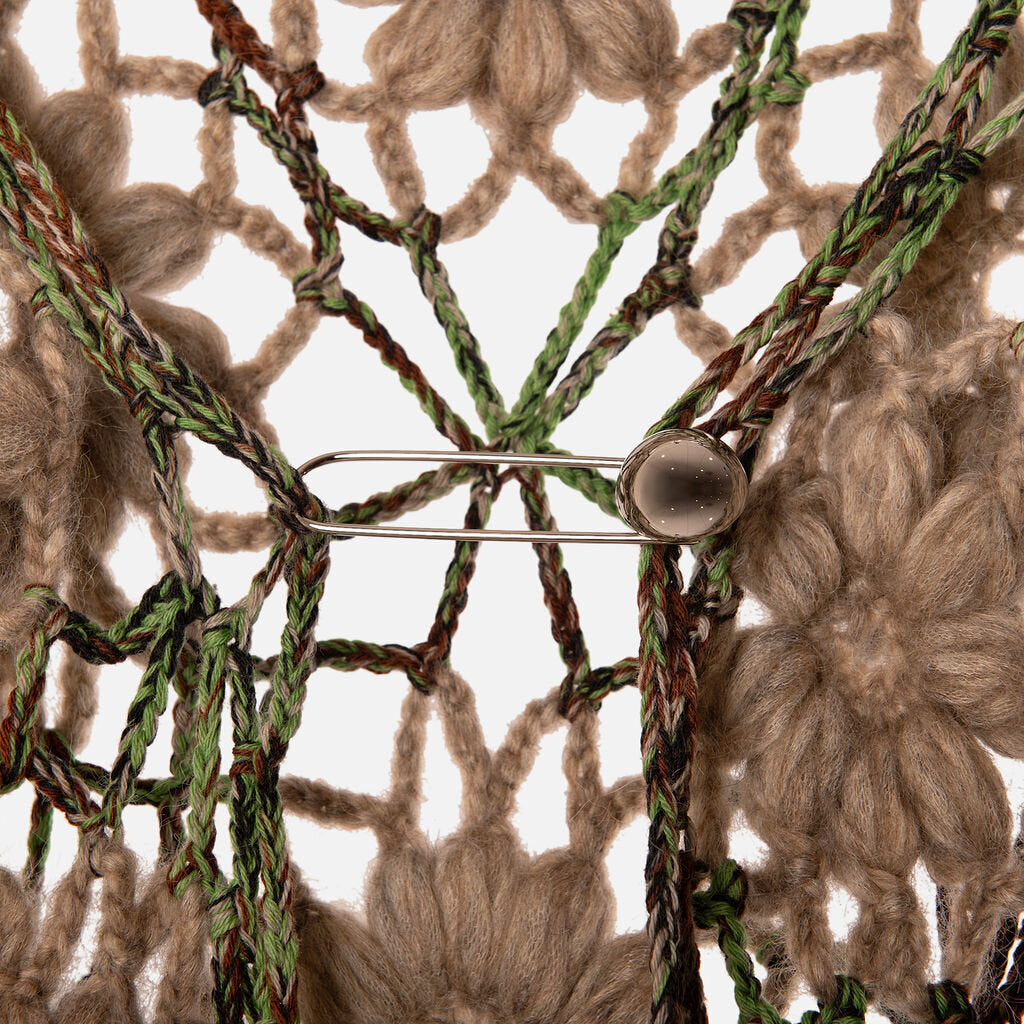 Missoni Brown Mohair Floral Crochet Cape
