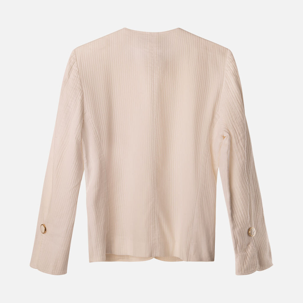 Christian Dior White Cotton Textured Gold Button Jacket