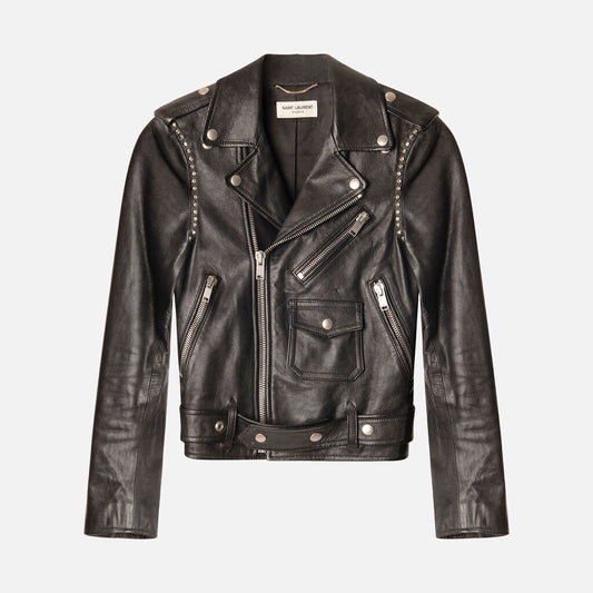 Saint Laurent Black Leather Biker Jacket