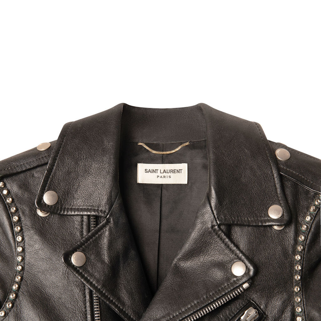 Saint Laurent Black Leather Biker Jacket