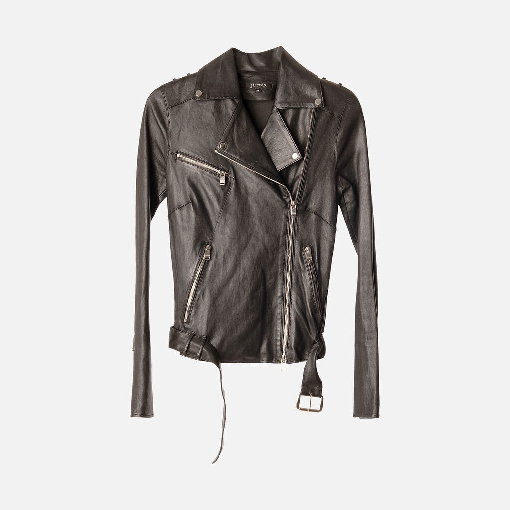 Jitrois Black Lambskin Moto Jacket