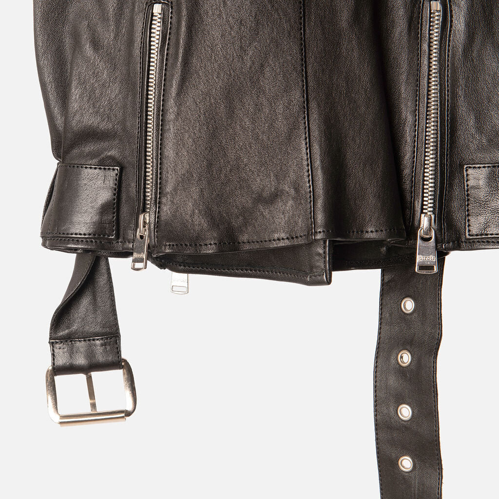 Jitrois Black Lambskin Moto Jacket