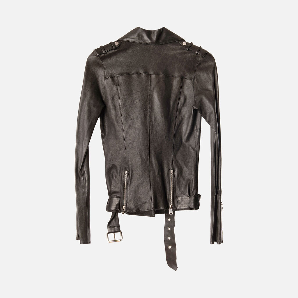 Jitrois Black Lambskin Moto Jacket