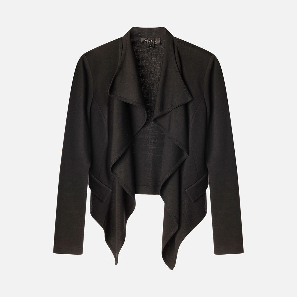 St. John Black Open Knit Cardigan