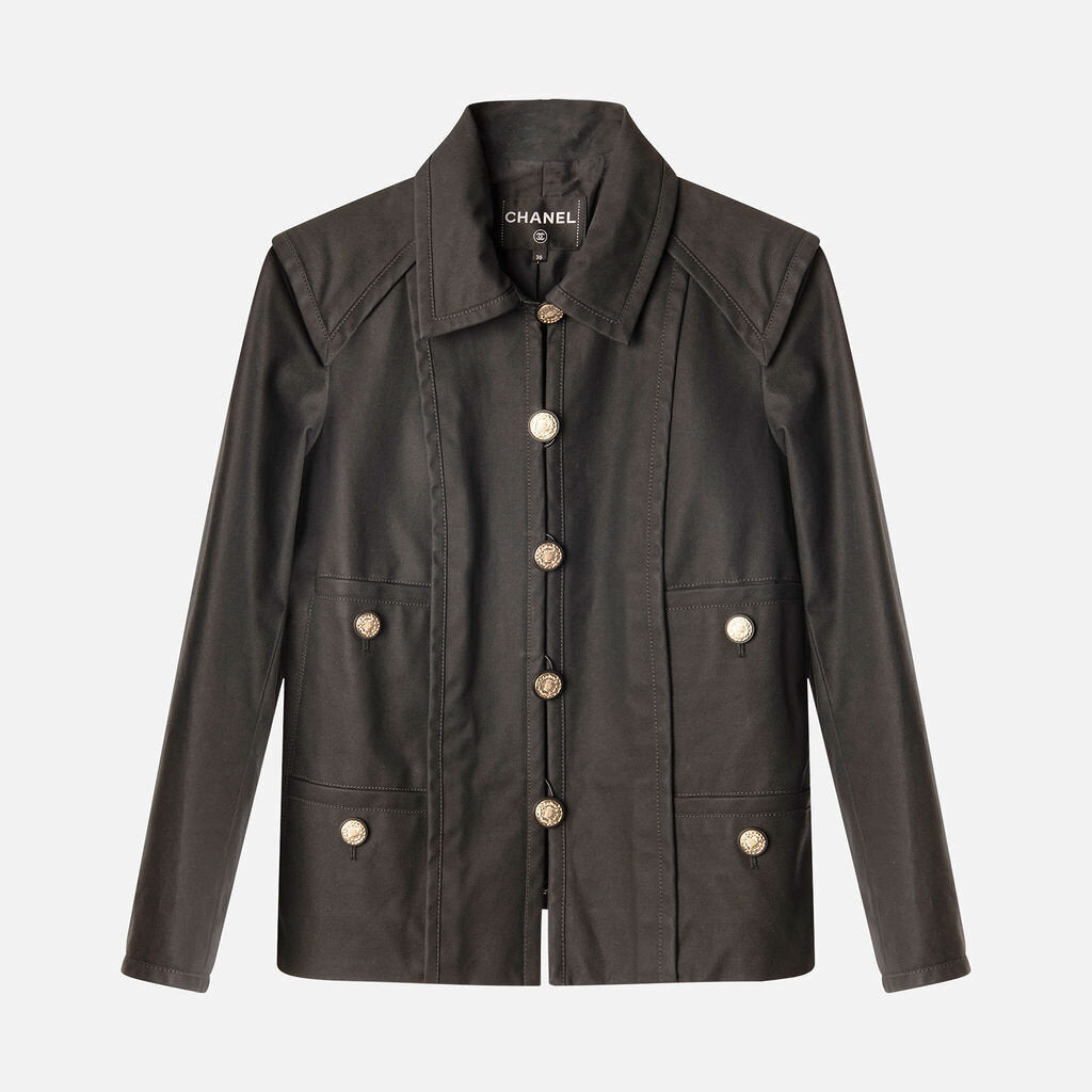 Chanel Black Waxed Cotton Jacket (2020)