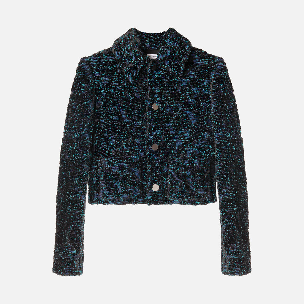 Bottega Veneta Chenille Black & Blue Boucle Viscose & Poly Jacket