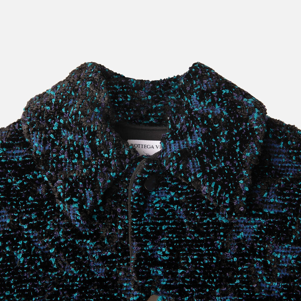 Bottega Veneta Chenille Black & Blue Boucle Viscose & Poly Jacket
