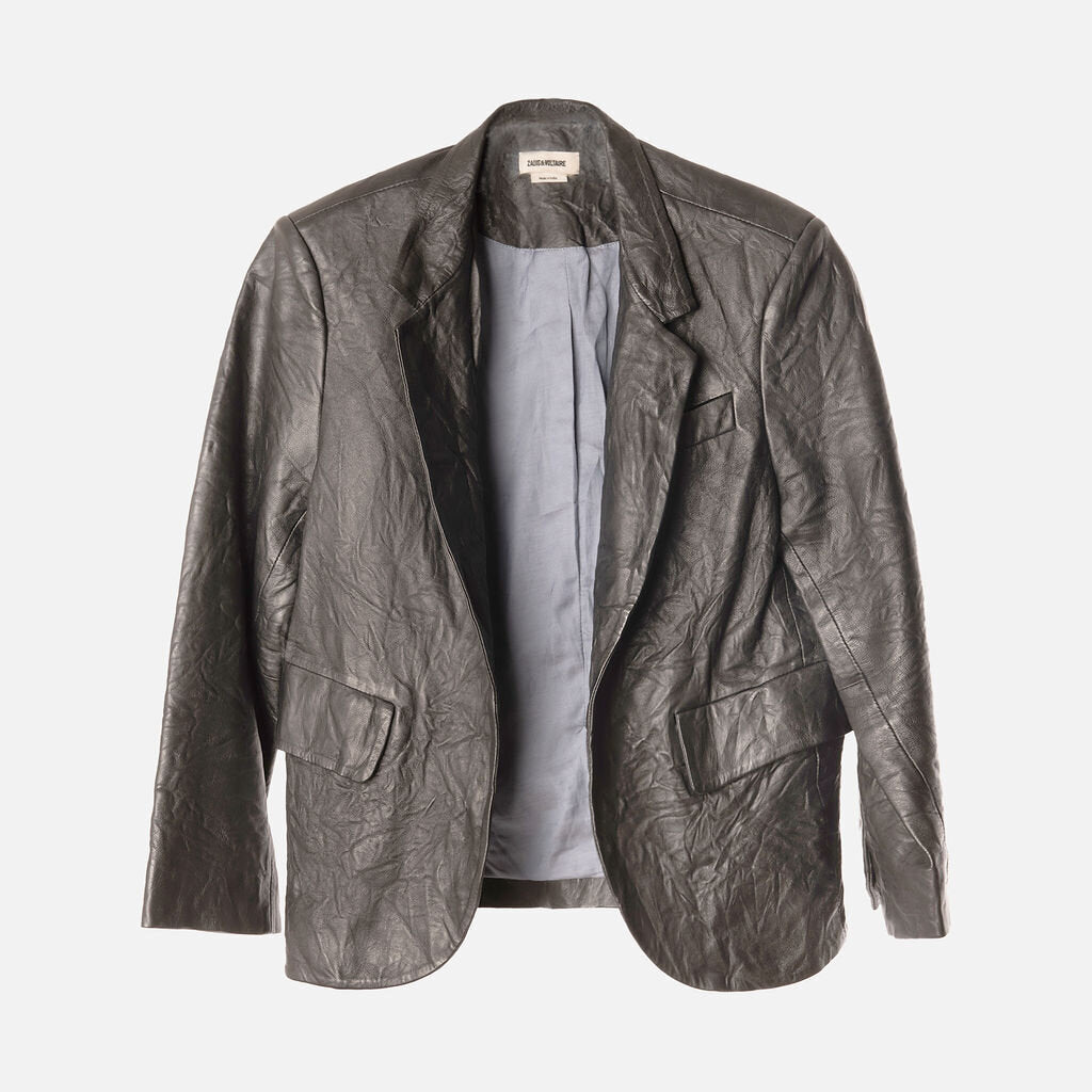Zadig & Voltaire Black Crinkled leather Blazer