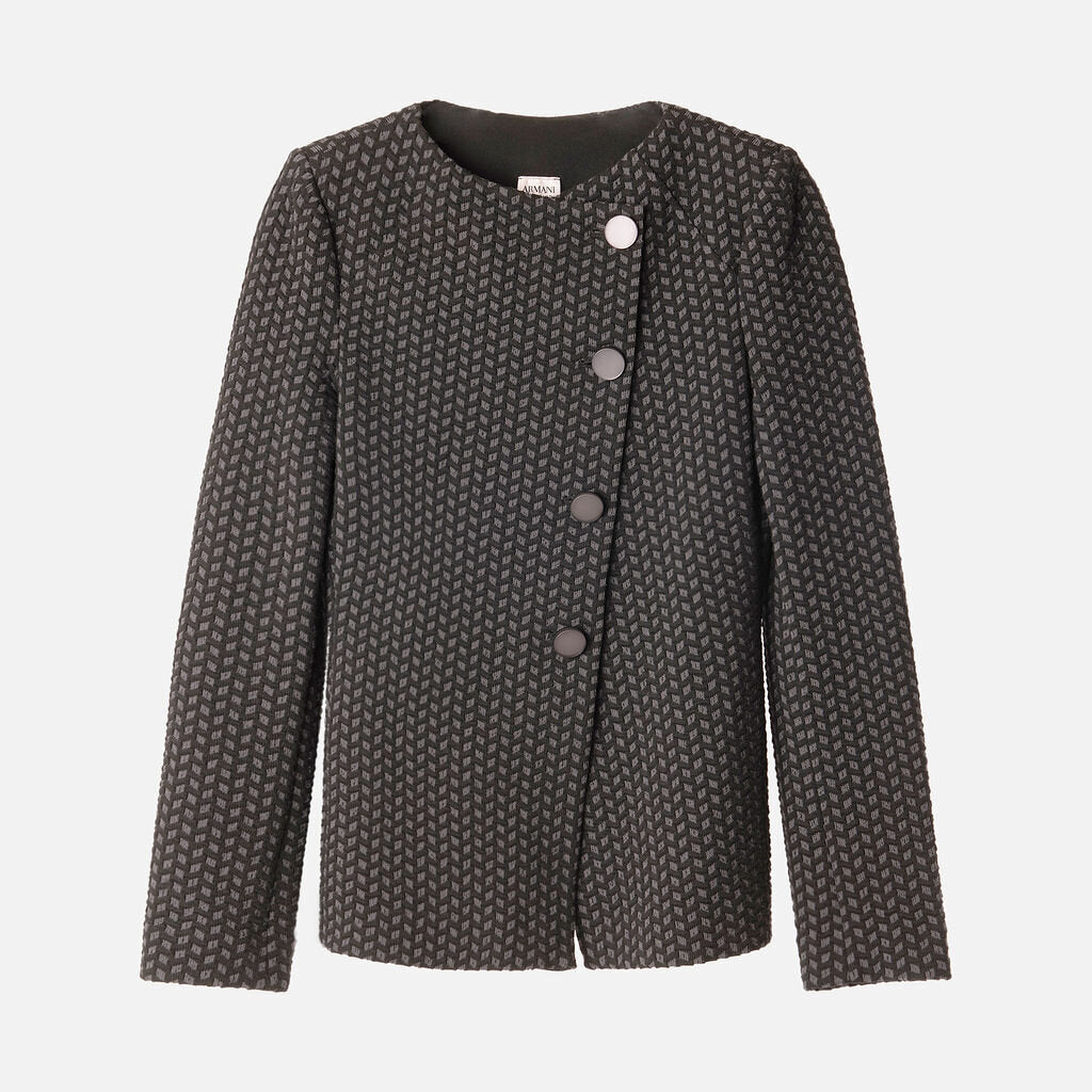 Armani Collezioni Grey & Black Poly Textured Jacket
