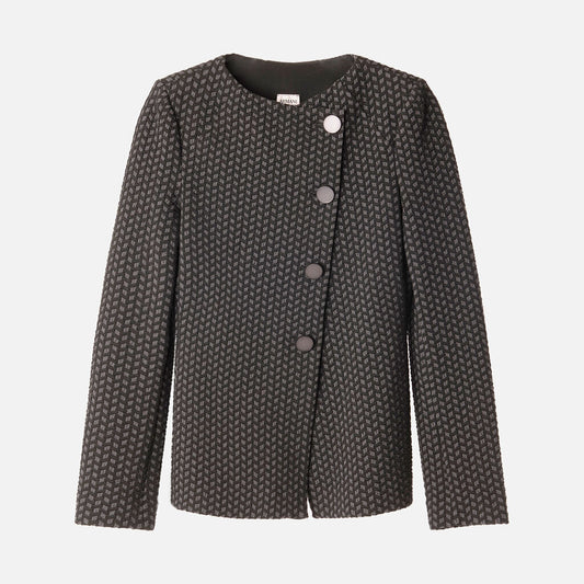 Armani Collezioni Grey & Black Poly Textured Jacket