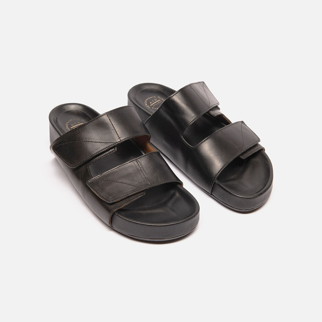 All Tomorrows Parties Black Leather Velcro Sandals
