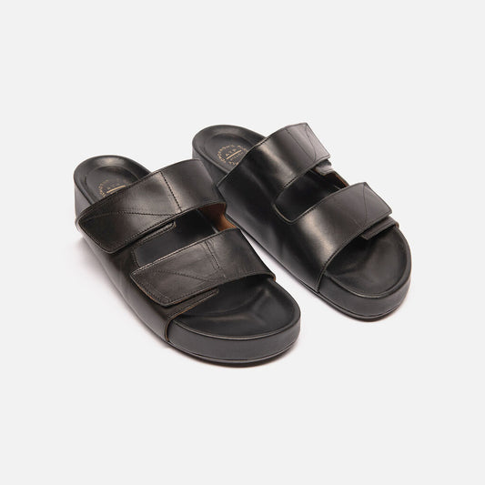 All Tomorrows Parties Black Leather Velcro Sandals