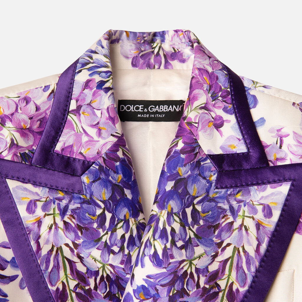 Dolce & Gabbana Purple & White Silk Blend Blazer