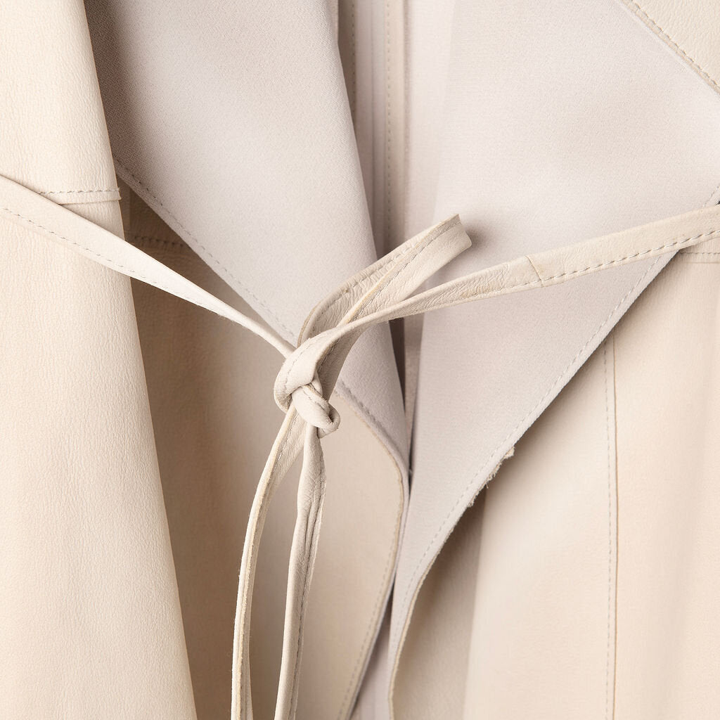 Vince Grey Leather Panel Belted Vest