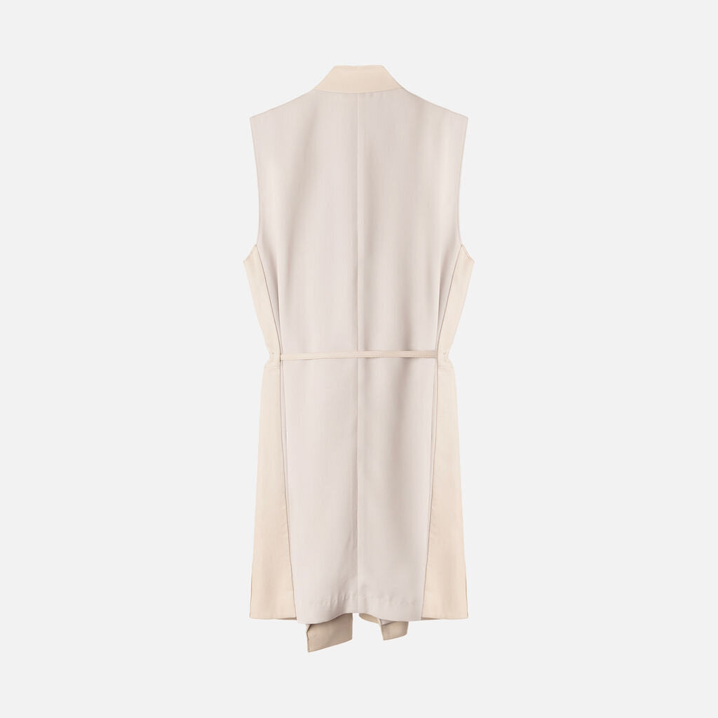 Vince Grey Leather Panel Belted Vest