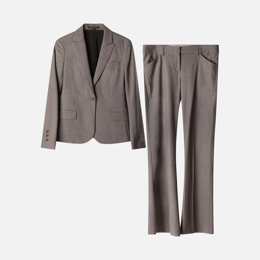 Theory Grey Slim Fit Stretch Wool Pant Set