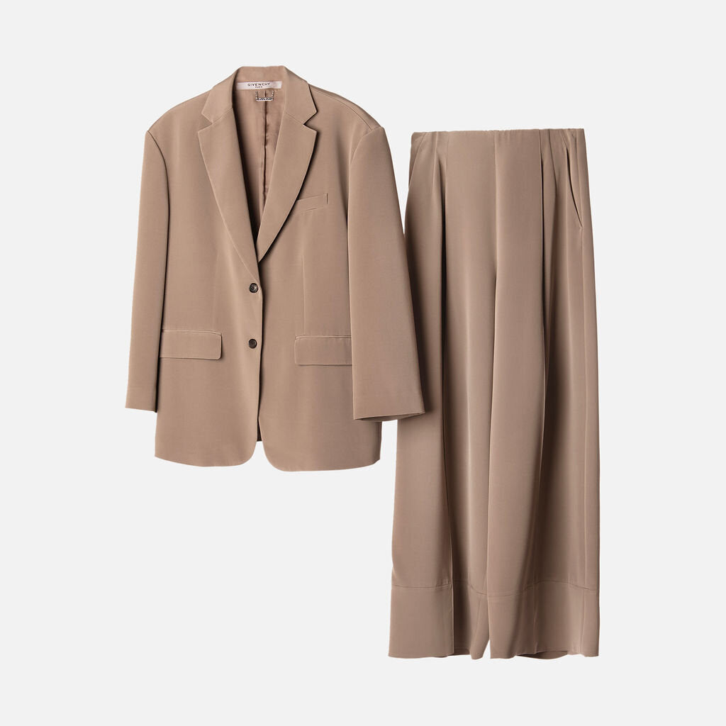 Lily Silk Taupe Silk Suit