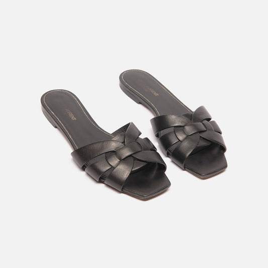 Saint Laurent Black Leather Sandals