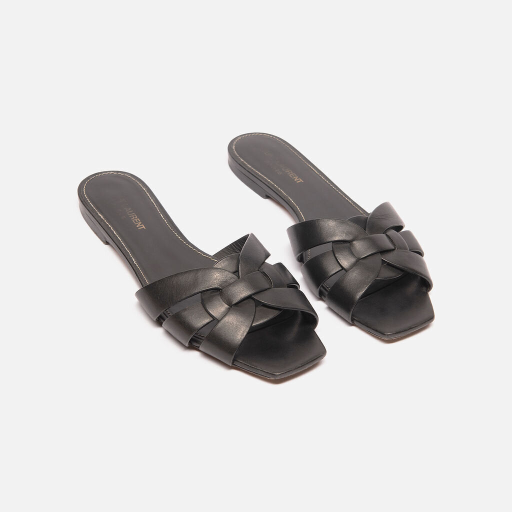 Saint Laurent Black Leather Sandals