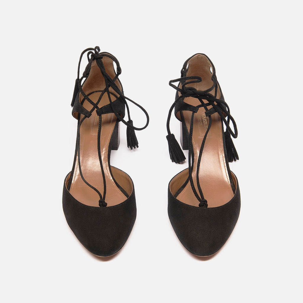 Aquazzura Black Suede Block Heel
