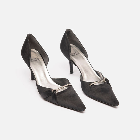 Stuart Weitzman Black Satin Pumps