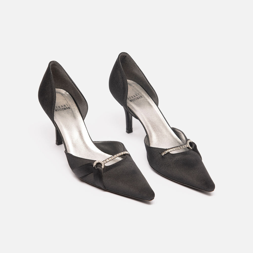 Stuart Weitzman Black Satin Pumps