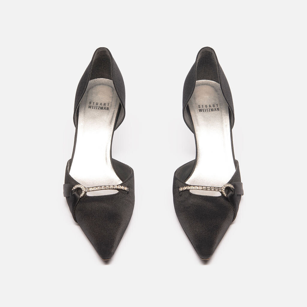 Stuart Weitzman Black Satin Pumps