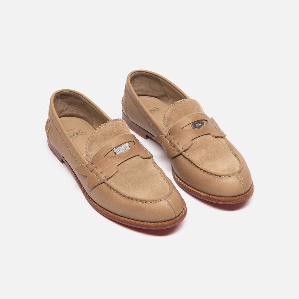 Christian Louboutin Tan Leather/Suede Penny Loafers