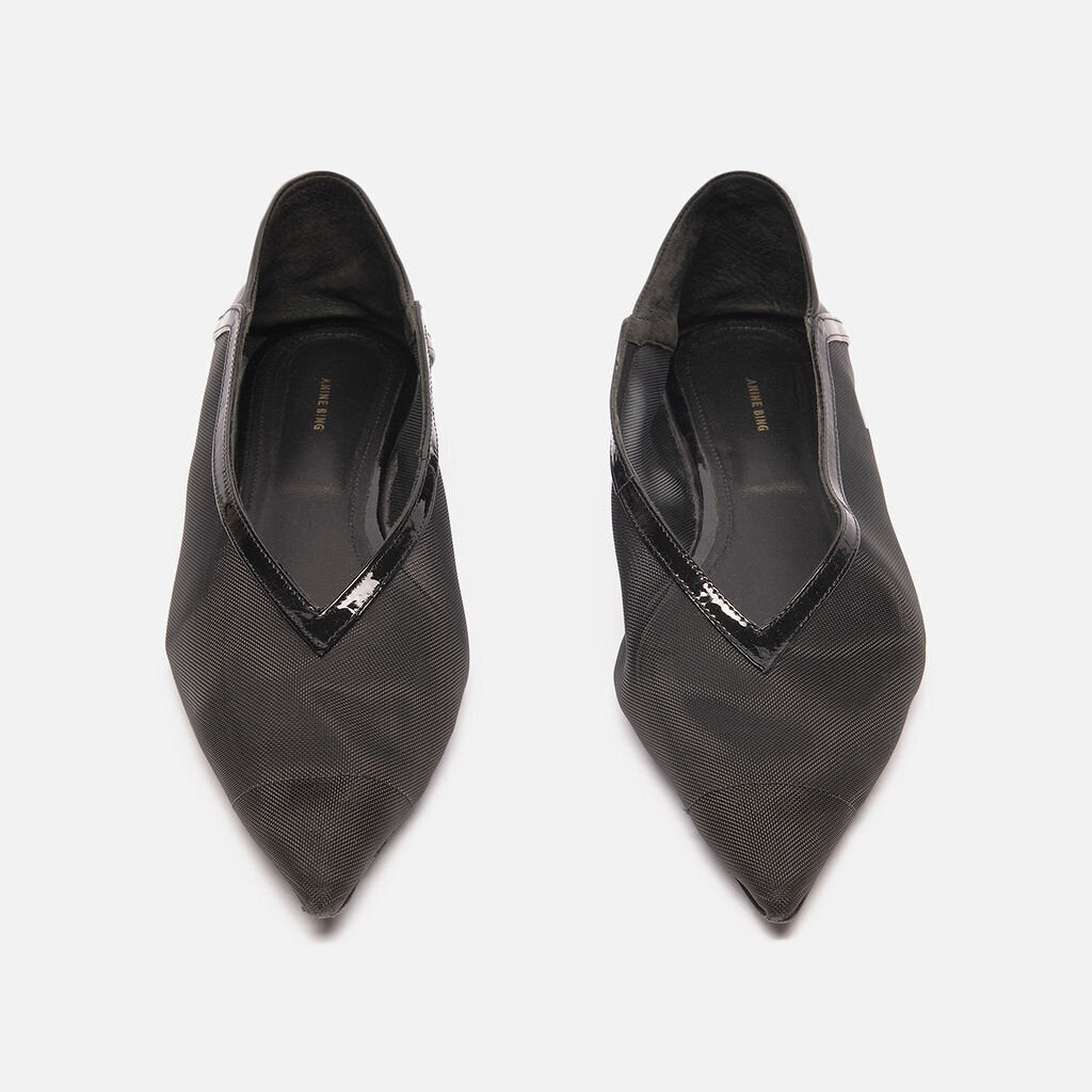 Anine Bing Black Mesh Pointed Toe Flat