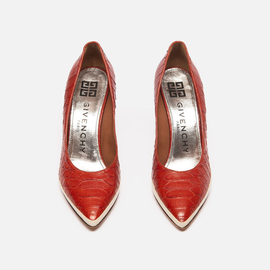 Givenchy Red Leather Croc Embossed Wedge Heels