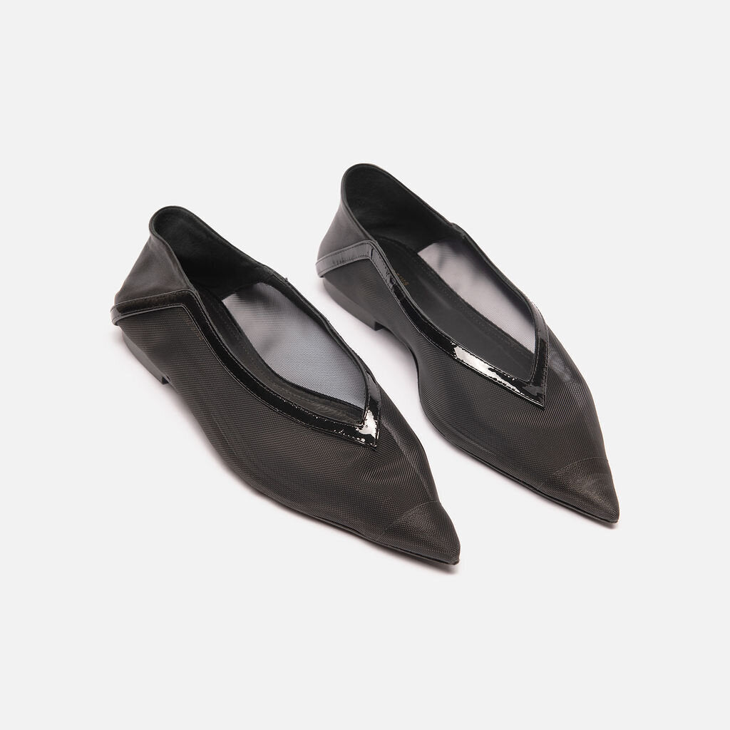 Anine Bing Black Mesh Pointed Toe Flat