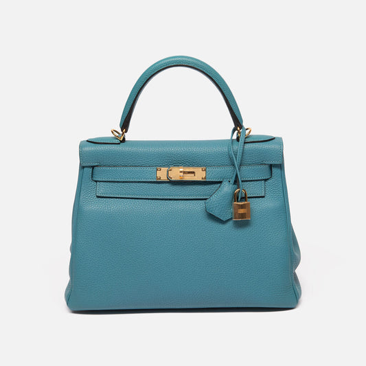 Hermes Retourne Togo Bleu Turquoise Kelly 28