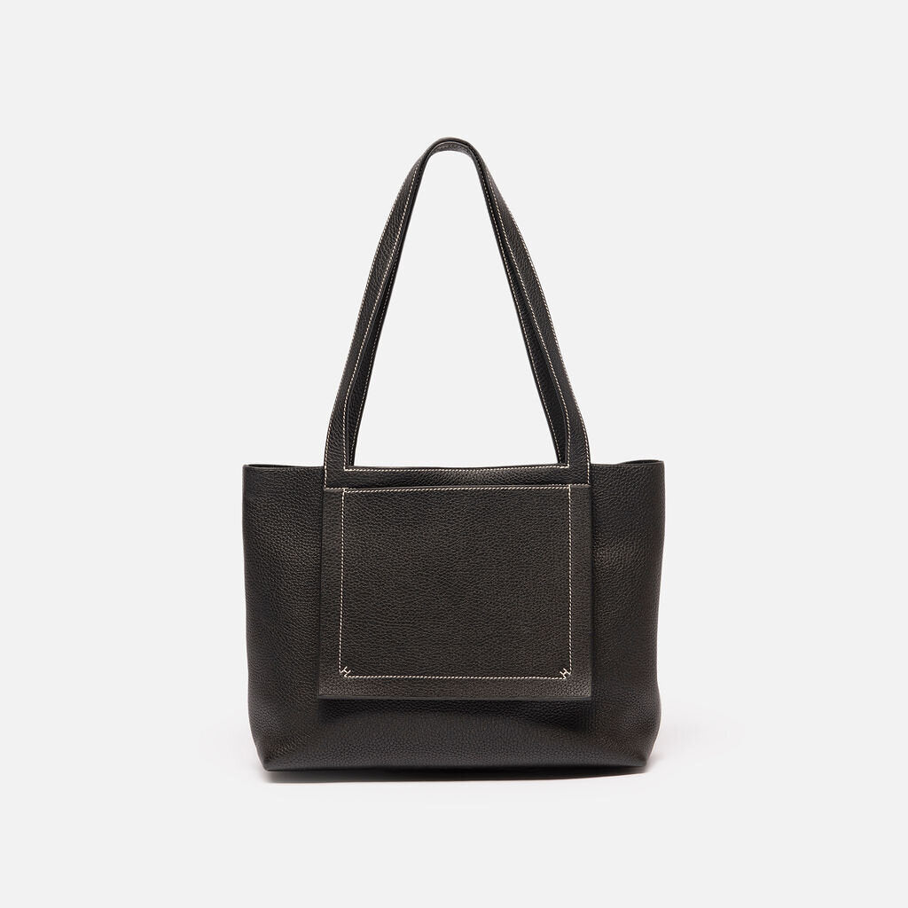 Hermes Black Leather Square Tote