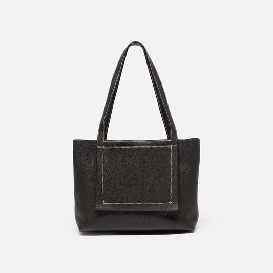 Hermes Black Leather Square Tote