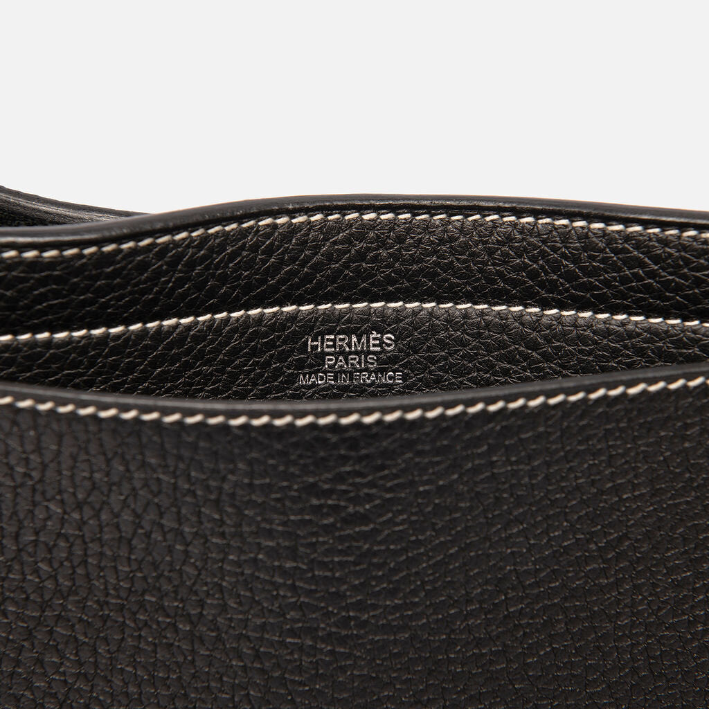 Hermes Black Leather Square Tote