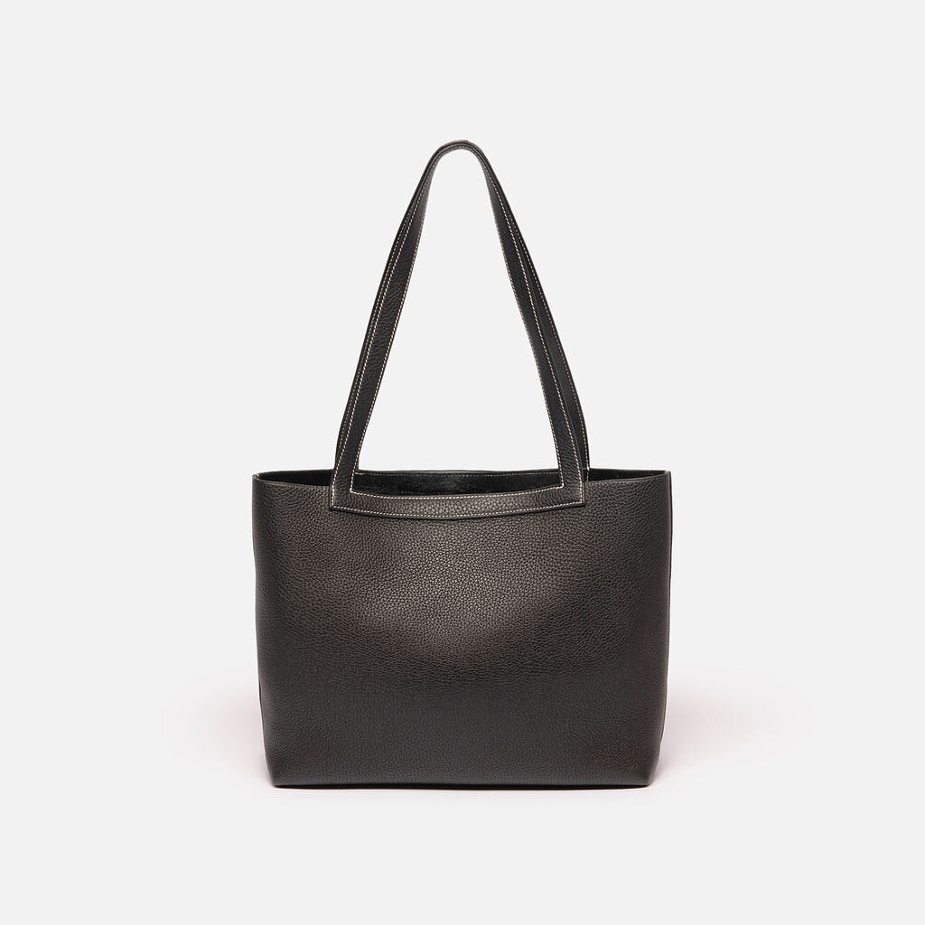 Hermes Black Leather Square Tote