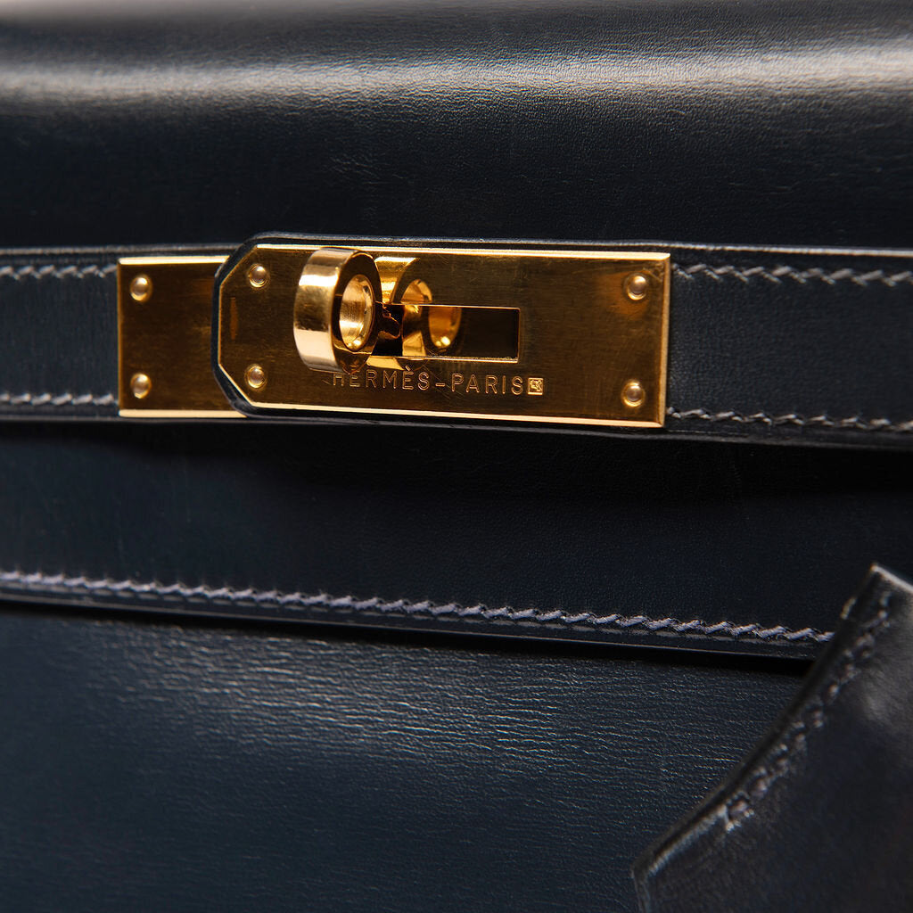 Hermes Navy Boxcalf V Circle Kelly 28
